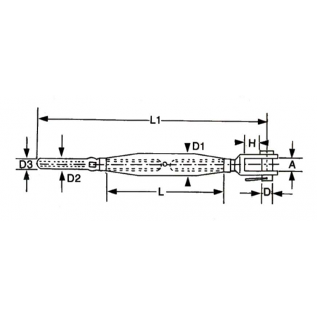 Vantskrue AISI 316 terminal/gaffel - 2