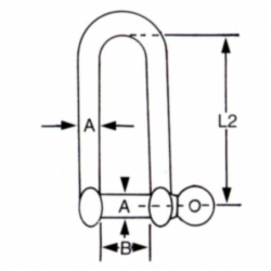Lång D-schackel i rostfritt stål AISI304 - 1