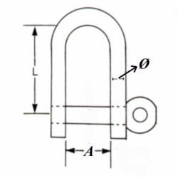 D-schackel i rostfritt stål med säkrad bult AISI316 - 1
