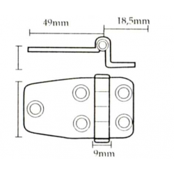 Hængsel i rustfrit stål 49x18,5x37x10 - 1