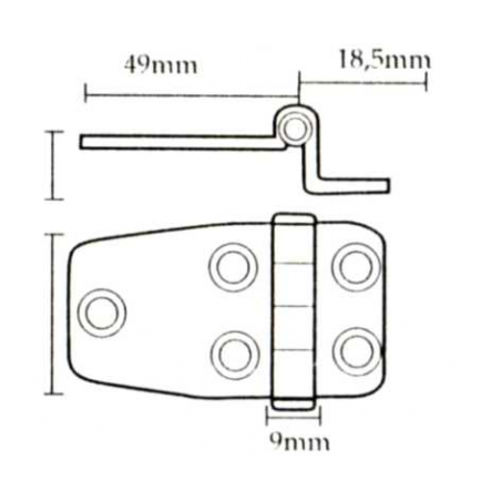 Hængsel i rustfrit stål 49x18,5x37x10 - 2