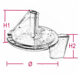 Motorzink för Mariner och Mercury/Mercruiser - Ø 90 x H1 52 x H2 45 mm - 1