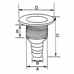 Skrovgenomföring, plast, tapp - 1