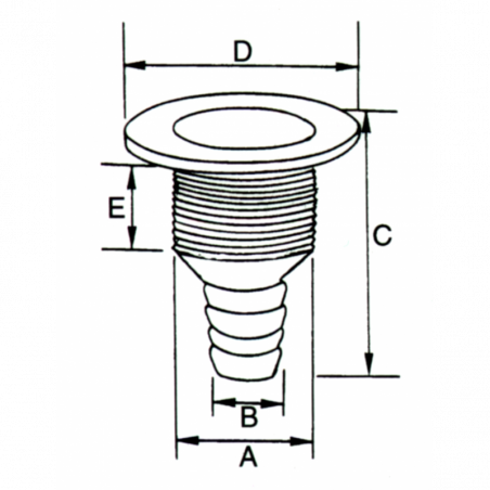 Skrovgenomföring, plast, tapp - 2